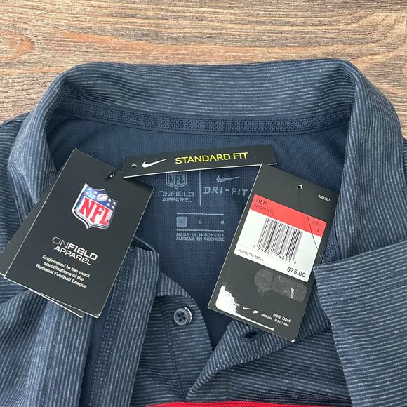 Houston Texans Nike Dri-Fit Polo Shirt in Blue Stripe NFL - Picture 7 of 10